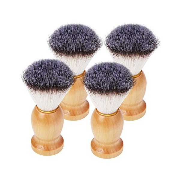 Coolty 4pcs Brosse de Blaireau Rasage Pinceau Nettoyage pour Homme Barbier Coiffeur/Salon de Coiffure