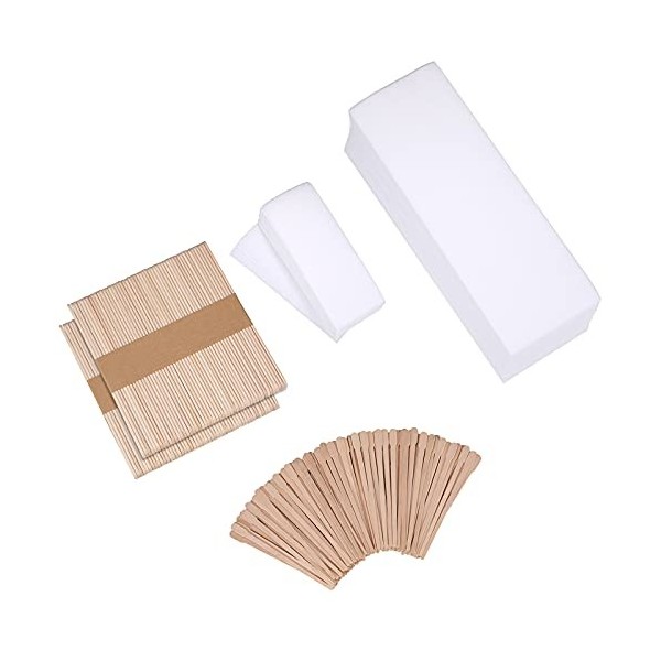 250 Pièces Kit de Bandes de Cire Comprend Bandes de Cire Non Tissées Bandes de Cire pour le Visage et Bâtonnets dApplication