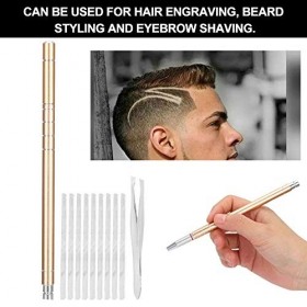 Stylo De Gravure Cheveux, Tondeuse à Barbe en Acier Inoxydable Détachable Coiffure Sourcils Barbes Bricolage Outil Rasoir Min