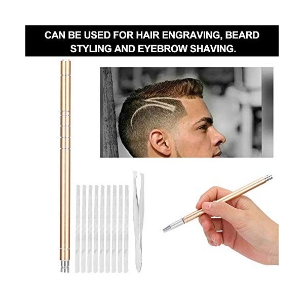 Stylo De Gravure Cheveux, Tondeuse à Barbe en Acier Inoxydable Détachable Coiffure Sourcils Barbes Bricolage Outil Rasoir Min