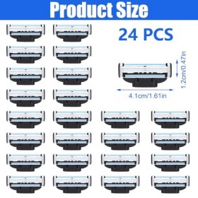 Abiemuce 24PCS Lames Mach 3, Rasoirs Mach 3, Lames de Rasoir Mach 3, Lames de Rasoir pour Hommes, Recharges de Lames Mach 3 L