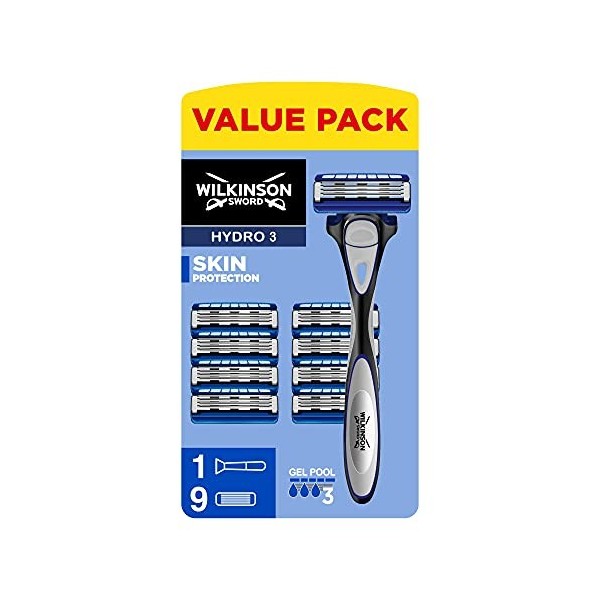 Wilkinson Sword Hydro 3 Skin Protection Value Rasoir + 8 Lames de Rechange