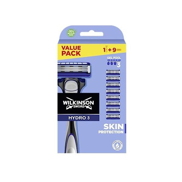 Wilkinson Sword Hydro 3 Skin Protection Value Rasoir + 8 Lames de Rechange