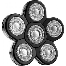 Tête Rasoir têtes,LOEVERY Rasoir électrique Flottant Barbe 6 Têtes pour Homme avec un Rasage Propre, Universel Double Anneau 