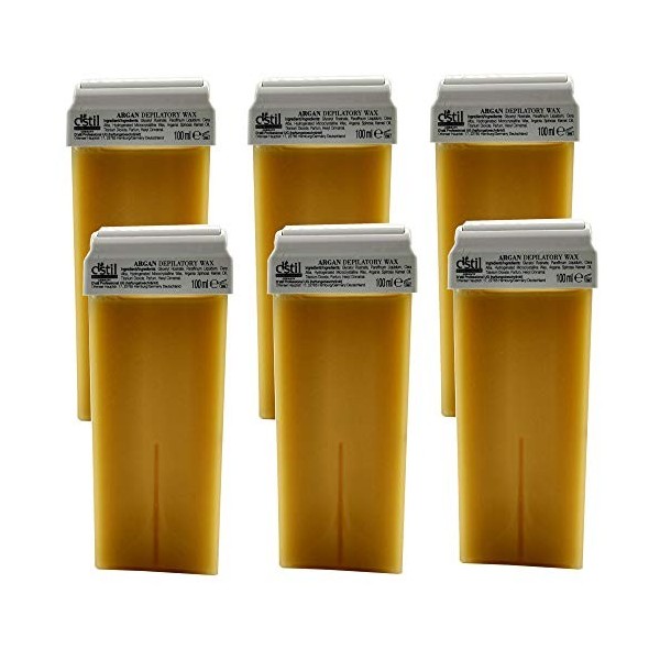 Ensemble de cartouches de cire Argan avec 6 pièces 100 ml cartouches de cire chaude pour lépilation roll-on recharge set