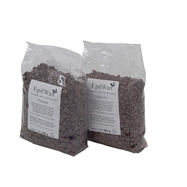 Epilwax S.A.S Perles pastille de Cire à Épiler Pelable Chocolat 1kg Cire epilation sans bande de Qualité Professionnelle