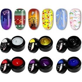Biutee 6 Couleurs Vernis à Ongles Stamping Nail Art Gel Nail Polish 8ml Rouge Violet Bleu Jaune Noir Blanc 