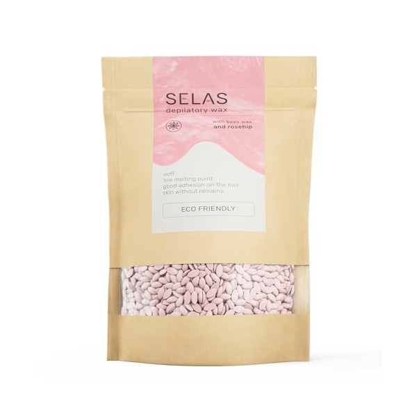 Cire à épiler en "graines" 1kg SELAS. A choisir Aloe Vera, Rose Musquée ou Naturelle. Epilation sans bandes, réalisée avec de