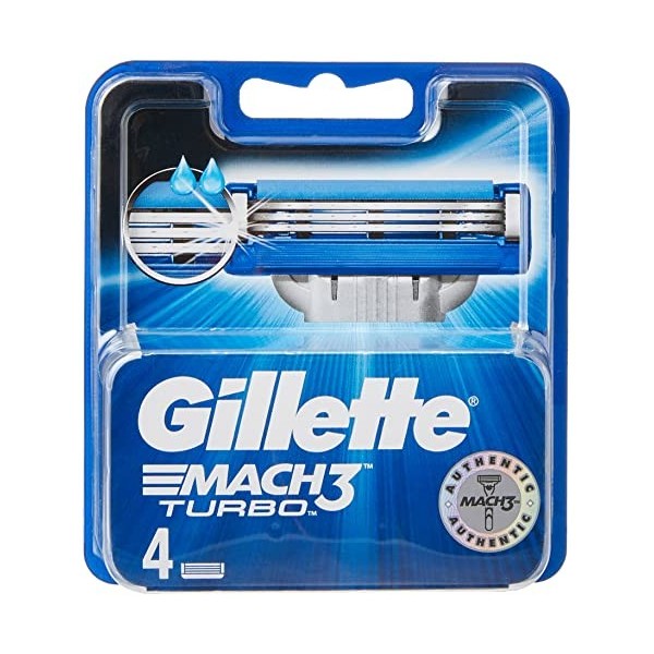 Gillette Mach3 Turbo Recharges de lame de rasoir pour homme, 4 lames