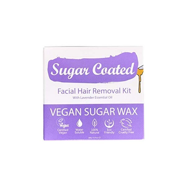 Sugar Coated Hair Removal Wax Kit for Facial Hair, Sugar Wax for Facial Hair Removal with Wax Strips, Eyebrows Upper Lip Hair