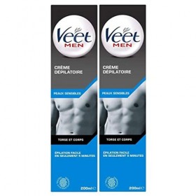 VEET Lot de 2 Crèmes Dépilatoire Veet Men - Peaux Sensibles Tube de 200 ml