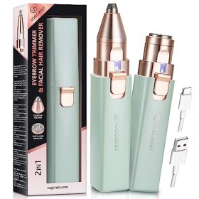 Épilateur pour sourcils et poils du visage pour femmes: Rasoir électrique 2 en 1 pour le visage et les sourcils - avec lumièr