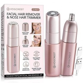 Épilateur Visage pour Femmes - Tondeuse Nez Femme Rechargeable: 2 en 1 Epilateur Nez et Rasoir Visage pour Femmes, Appareil d