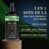 Aloe Vera Gel avec Acide Hyaluronique pour Homme 200ml, Produit 3 en 1 Apres Rasage Homme + Creme Hydratante Visage + Gel Alo