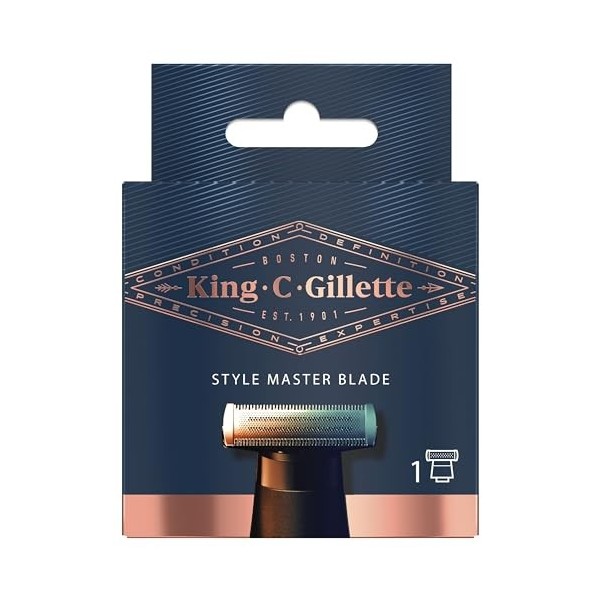 1 King C Gillette Style Master Lame de Recharge Pour Homme,Tondeuse Barbe Homme, Lames 4D, Rapides et Confortables