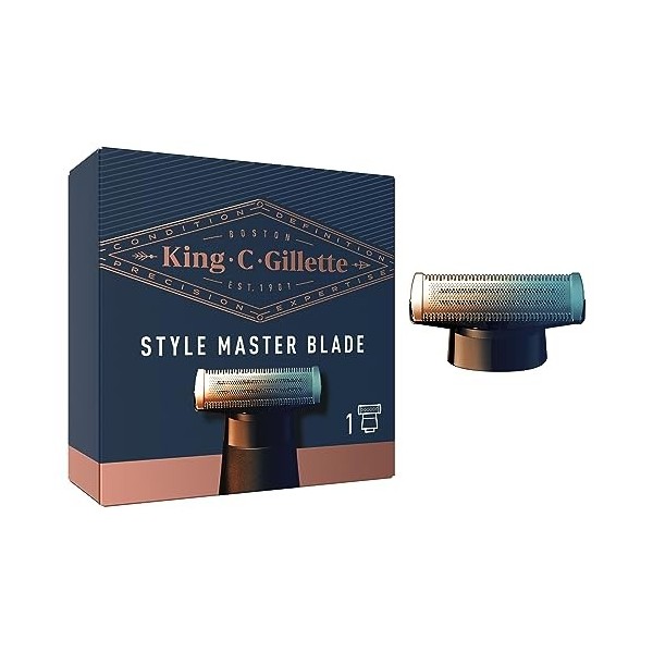 1 King C Gillette Style Master Lame de Recharge Pour Homme,Tondeuse Barbe Homme, Lames 4D, Rapides et Confortables