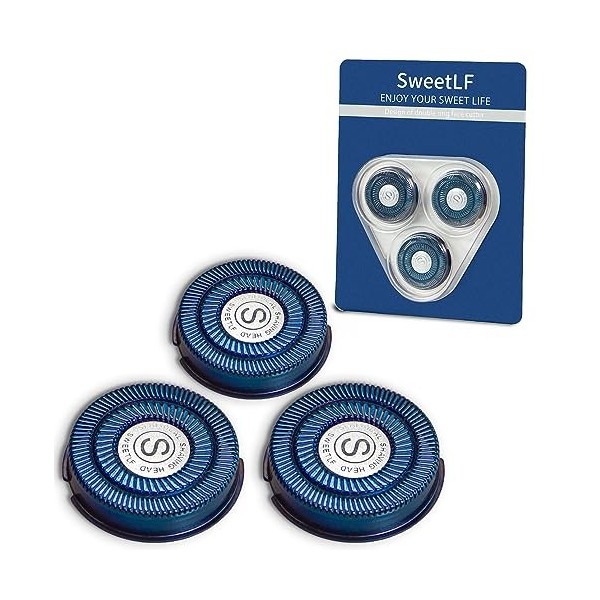 SweetLF 3 Pièces Têtes de Rasoir Remplacement pour Rasoir Electrique Homme SweetLF SWS7105 - Bleu