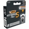 BIC Hybrid 5 Flex Recharges Rasoir Homme avec 5 Lames Mobiles Nanotech avec revêtement en Titane - Boîte de 8 recharges