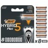 BIC Hybrid 5 Flex Recharges Rasoir Homme avec 5 Lames Mobiles Nanotech avec revêtement en Titane - Boîte de 8 recharges