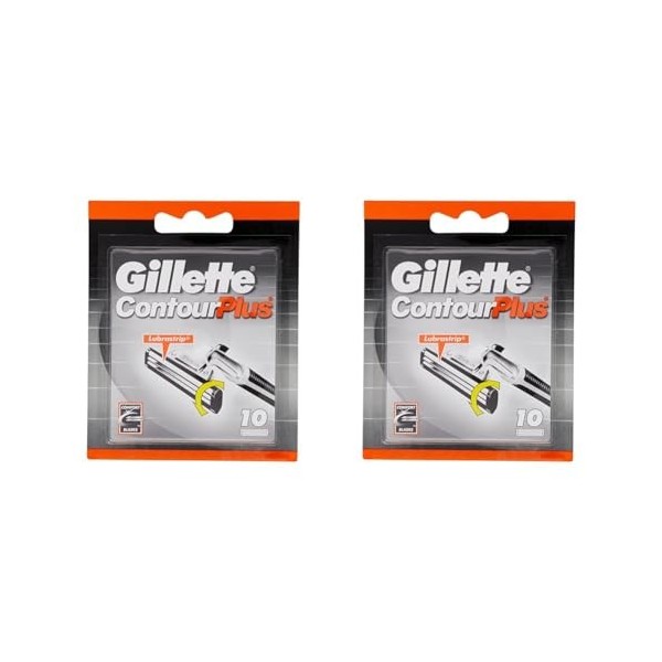 Gillette Lames de Rasoir Homme Contour Plus, Pack de 10 Recharges [OFFICIEL] Lot de 2 