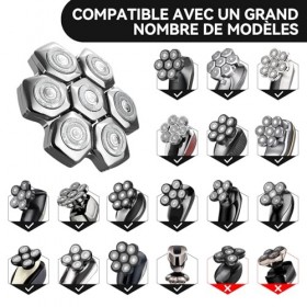 kensen Têtes de Rechange pour Rasoir Crâne, 7D Têtes de Remplacement pour Rasoir Tete Chauve Homme, Lame Rechange Magnétiquee