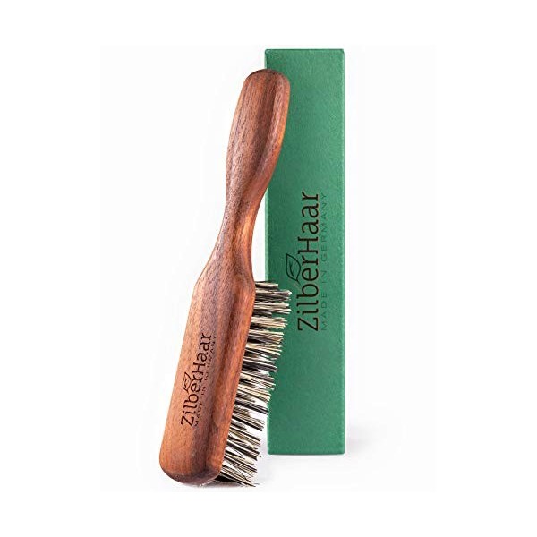 ZilberHaar - Brosse à Barbe Regular Vegan - 100% Poils Végétaux Rigides, Fibres de Tampico Mexicaines, et Bois de Noyer - Soi