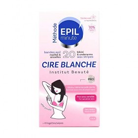 EPILminute - 20 BANDES MAILLOT & AISSELLES CIRE BLANCHE - Épilation douceur, application confort - 93% dingrédients naturel