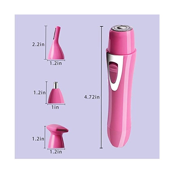 Rasoir électrique 4 en 1 pour femme - Rechargeable par USB - Bikini et Body Trimmer - Tondeuse pour le visage - Tondeuse pour