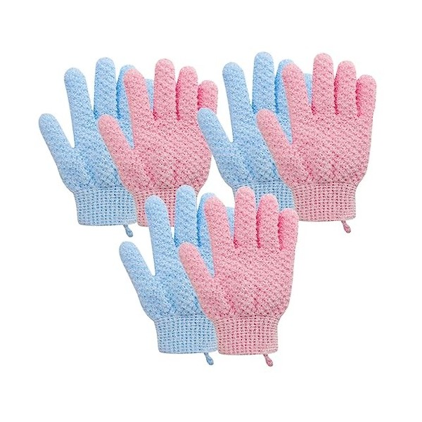 FRCOLOR Lot de 12 gants de bain avec 5 doigts Outil de nettoyage pour le corps Gants de ponçage pour enlever les étiquettes d