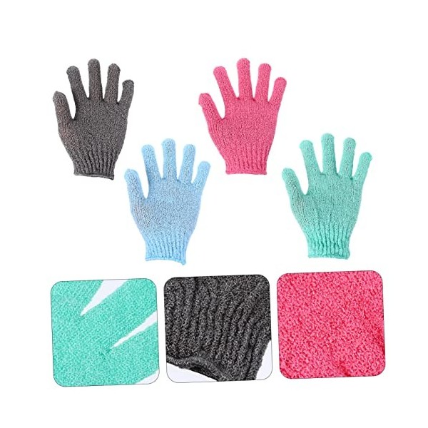 FRCOLOR Lot de 4 paires de gants pour frotter les serviettes de corps boue, serviettes de massage, poêle, casserole, gant de 