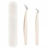 Lot de 2 pinces à épiler de précision pour les cils pour les cheveux avec boîte, outils de beauté avec étui de voyage portabl