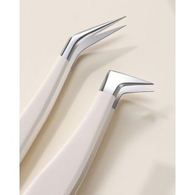 Lot de 2 pinces à épiler de précision pour les cils pour les cheveux avec boîte, outils de beauté avec étui de voyage portabl