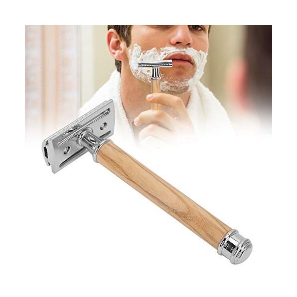 Rasoirs pour Homme, Rasoir Sûreté avec Tête de Lame Double Face, Couteau de Rasage Portable, Outil de Toilettage pour Visage 