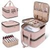 YARWO Sac de Rangement Amovible pour 72 Flacons de Vernis à Ongles 15ml/0.5 FL.oz , Sac de Voyage, 3 Couches, Organisateur p