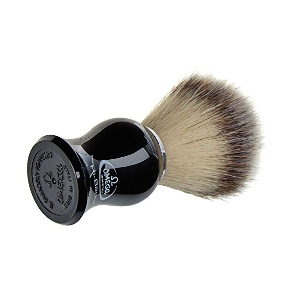 Omega Brosse à raser en fibre synthétique avec manche en plastique Noir – 1 unité