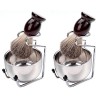 POPETPOP 3 Pièces Brosse À Moustache Brosses À Barbe Rondes Brosse De Toilettage Pour Barbe Support De Blaireau Outil De Soin