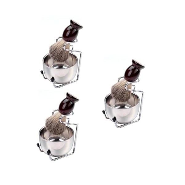 POPETPOP 3 Pièces Brosse À Moustache Brosses À Barbe Rondes Brosse De Toilettage Pour Barbe Support De Blaireau Outil De Soin