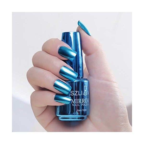 12 Colors Mirror Nail Polish Nail Shine DIY Metallic Nail Polish Half Mirror Effect Nail Polish Unpeelable Drawable 18ml