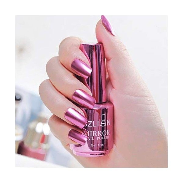 12 Colors Mirror Nail Polish Nail Shine DIY Metallic Nail Polish Half Mirror Effect Nail Polish Unpeelable Drawable 18ml