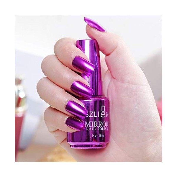 12 Colors Mirror Nail Polish Nail Shine DIY Metallic Nail Polish Half Mirror Effect Nail Polish Unpeelable Drawable 18ml