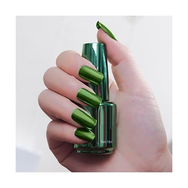 12 Colors Mirror Nail Polish Nail Shine DIY Metallic Nail Polish Half Mirror Effect Nail Polish Unpeelable Drawable 18ml