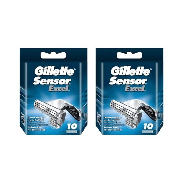 Gillette Lames de Rasoir Homme Sensor 3, Pack de 10 Lames de Recharges Lot de 2 