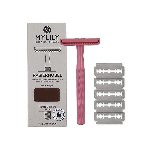 MYLILY® Rasoir de sureté avec 5 lame rasoir I rasoir nez I rasoir femme I rasoir métal sans plastique I tondeuse femme intime