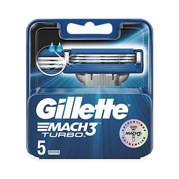 Gillette Mach3 Turbo Lames De Rasoir Pour Homme 5 Recharges