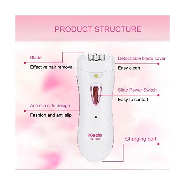 Épilateur pour femme, appareil dépilation sans fil rechargeable, épilateur de poils facial étanche et sans défaut, épilation