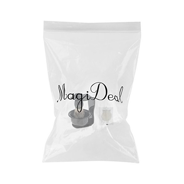 MagiDeal 4 en 1 Kit de Rasage Manuel Blaireau en Poils de Sanglier + Bol à Savon à Barbe + Support Stand de Brosse à Raser et