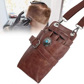 Étui de pochette de ciseaux, étui de pochette de ciseaux de coiffeur avec ceinture support de taille de coiffure sac marron