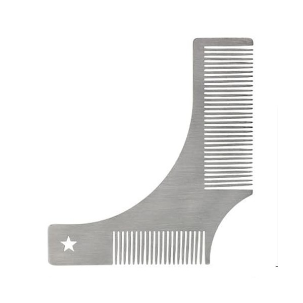 Beard Styling Comb, Mens Shaving Trimming Stencil, Stainless Steel Metal Beard Comb With Built-in Comb Beard Shaping Styling
