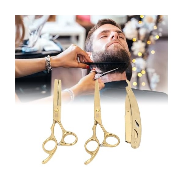 Ensemble de Ciseaux de Coupe de Cheveux, Ensemble de Coupe de Cheveux en Acier Inoxydable avec Support de Tondeuse à Barbe Ma