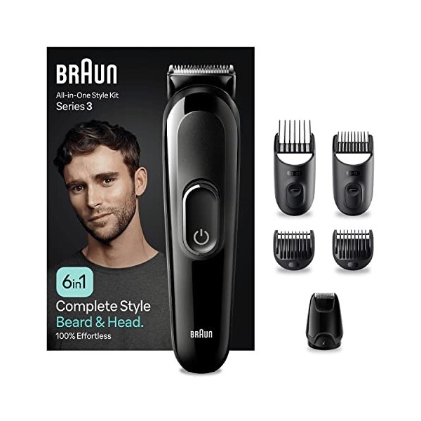 Braun Tondeuse Tout-En-Un Series 3 MGK3410, 6-En-1, Kit Pour Barbe, Cheveux & Et Autres Zones